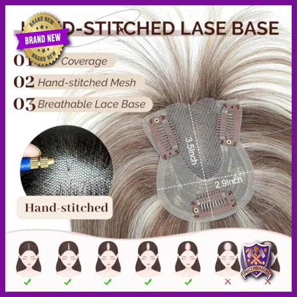 10 Inch Human Hair Topper with Bangs for Thinning Hair main image 6
